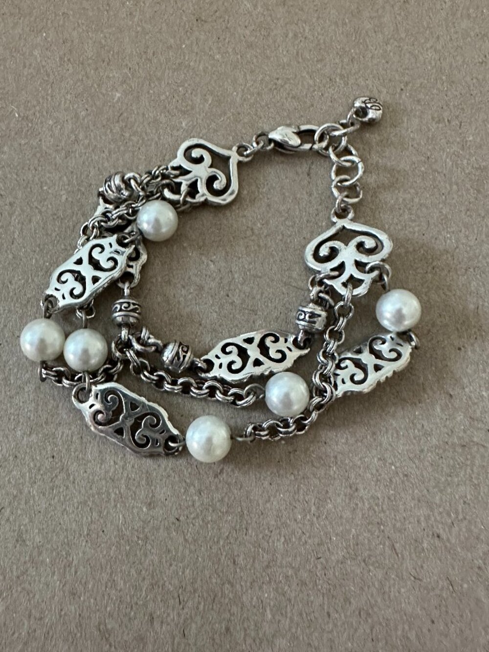 Brighton Silver-Plated Bracelet with Faux Pearls
